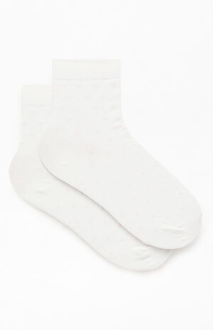 White & Pink Heart Ankle Socks image number 2
