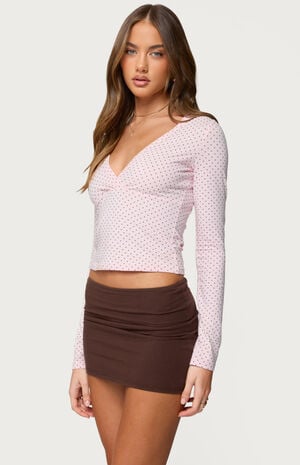 Kianah Polka Dot V Neck T-Shirt image number 2