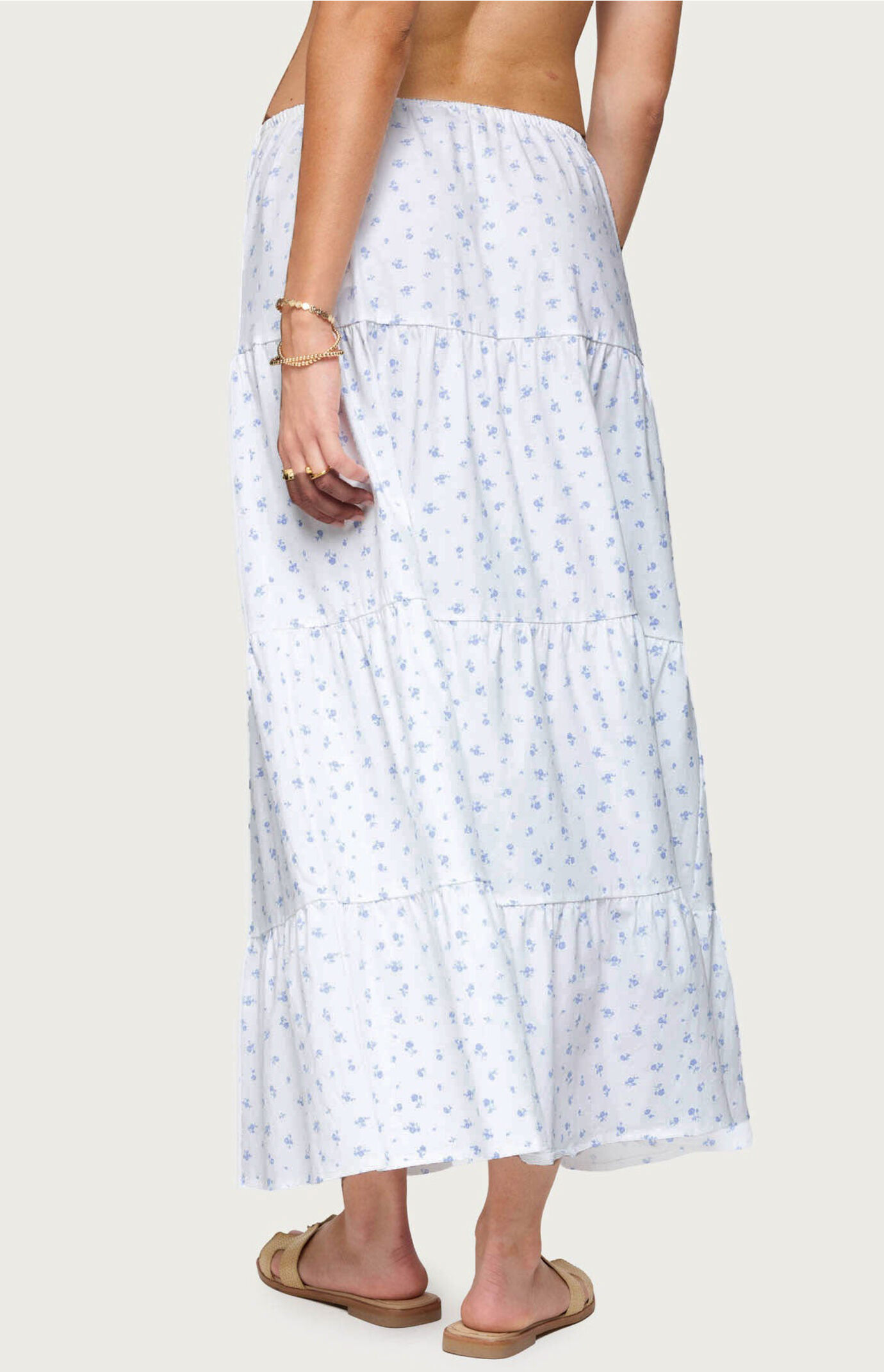 Edikted Charley Floral Tiered Maxi Skirt