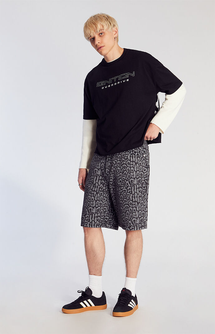Pacsun Dark Leopard Denim Baggy Shorts | Pacsun