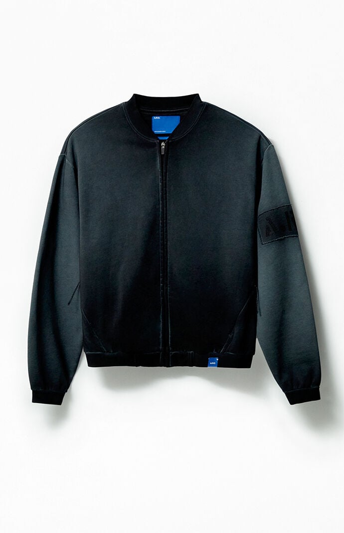 A.R.C. Black Vintage Wash Heavyweight Fleece Bomber Jacket