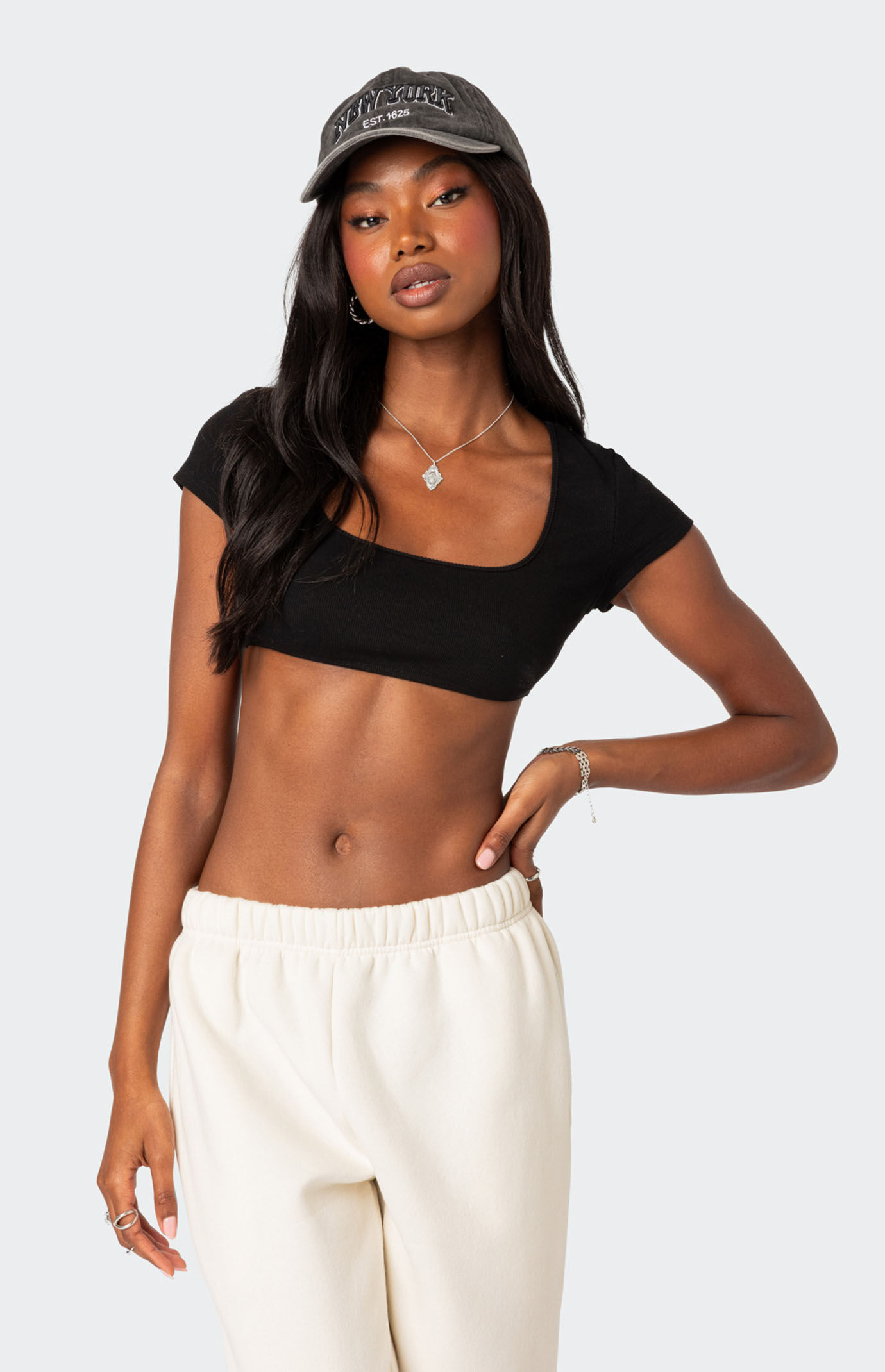 Edikted Square Neck Ribbed Crop Top | Pacsun