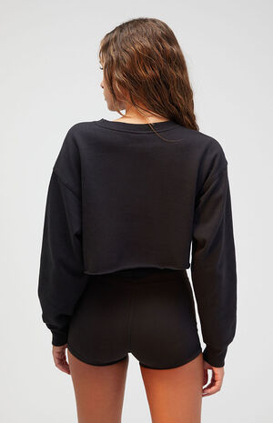 Raw Hem Cropped Crew Neck Sweatshirt image number 3