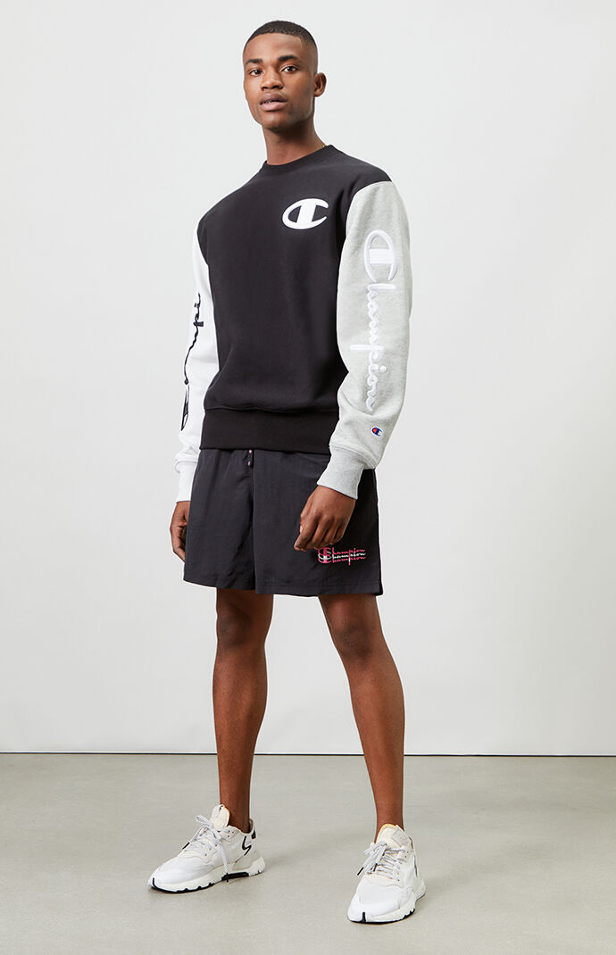 Colorblocked Reverse Weave Crew Neck Sweatshirt