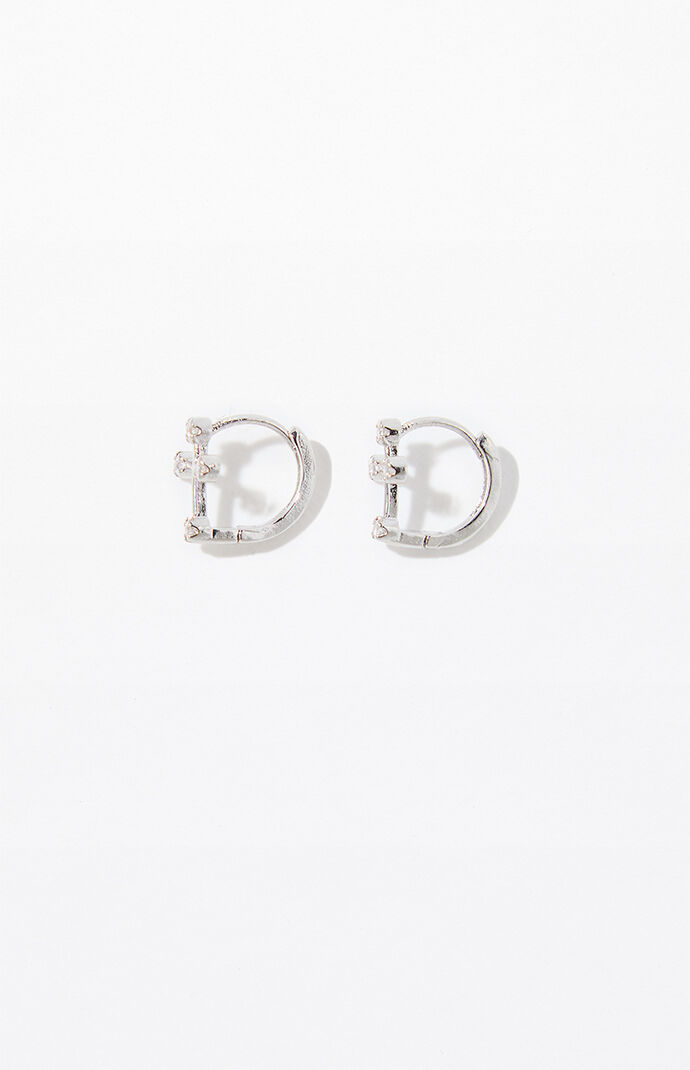 みみ❀　0628 Pacsun Silver Cross Huggie Hoop Earrings | PacSun