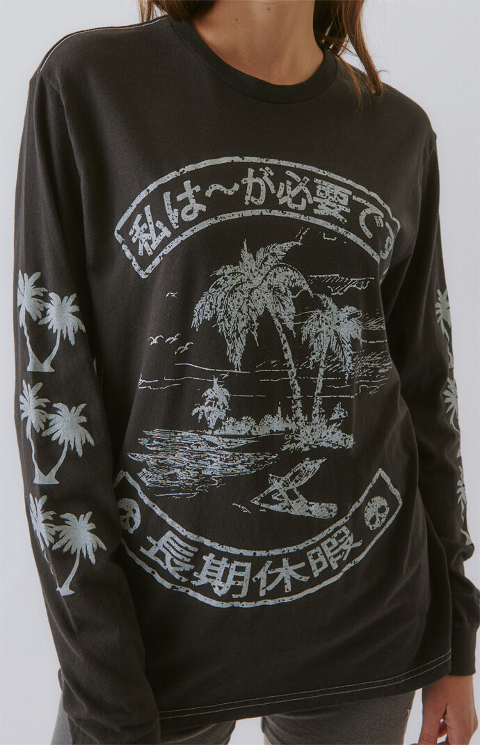 Vintage Surf Palm Tree Long Sleeve T-Shirt