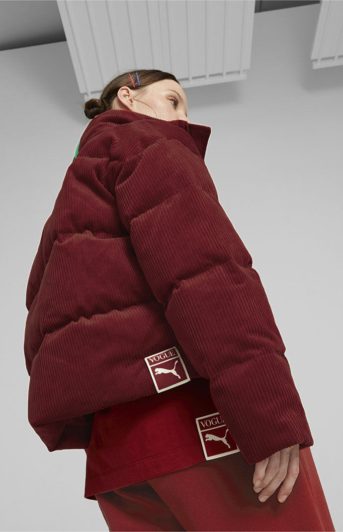 Puma cropped puffer jacket outlet red