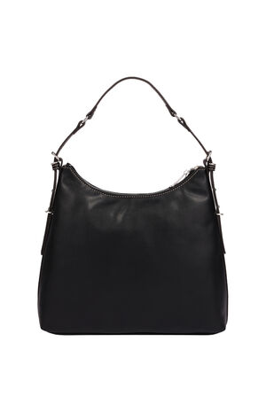 Black Triple Straps Large Faux Leather Hobo Bag image number 4
