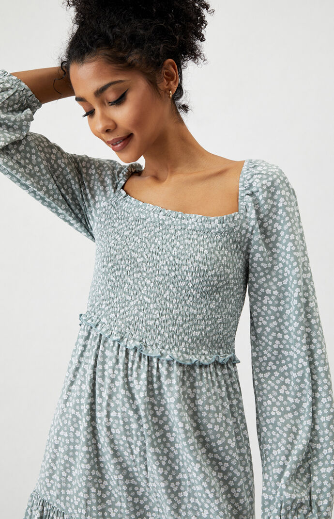 Smocked bodice mini dress clearance