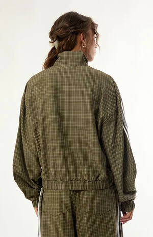 Olive Checks Plaid Track Jacket image number 4