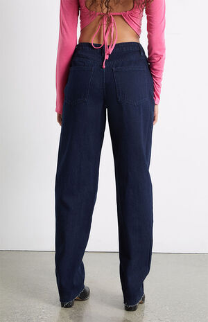 Dark Blue Low Rise Dad Jeans image number 4