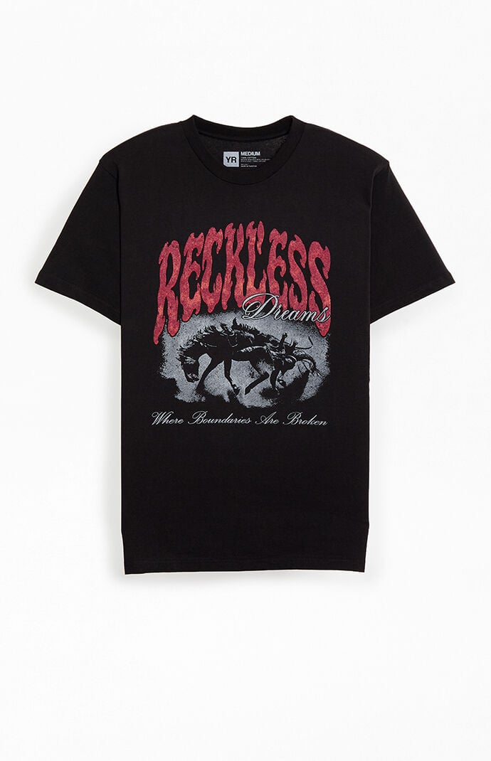 Young & Reckless Men's Broken Dreams T-Shirt in Washed Black - Size 2XL