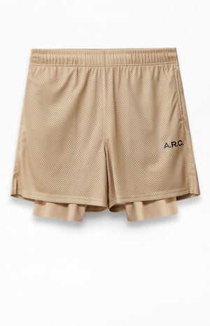 Active Tan Mesh 2 in 1 Shorts