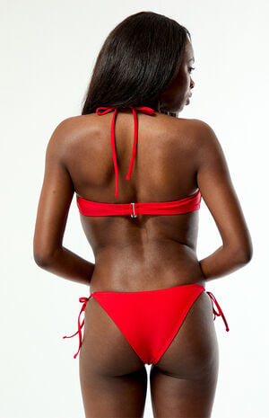 Red Naya Ring Side Tie Cheeky Bikini Bottom image number 5