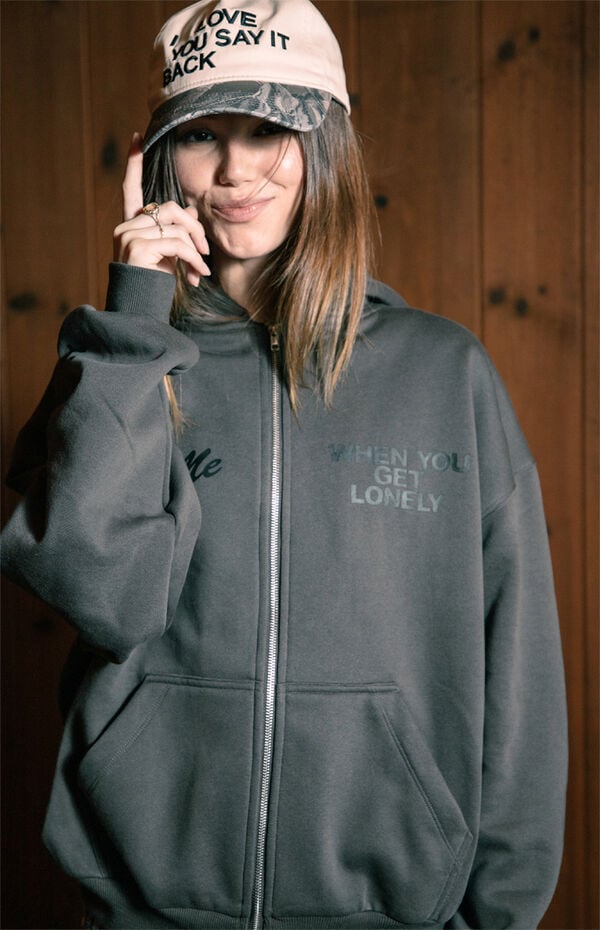 Lonely GHOST Text Me When You Get Zip Up Hoodie