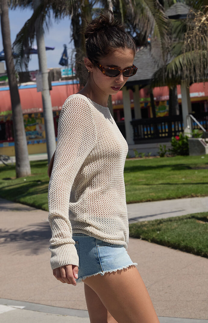John Galt Cement Open Knit Sweater