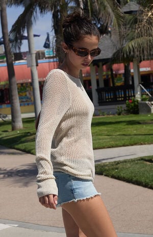 Cement Open Knit Sweater image number 3