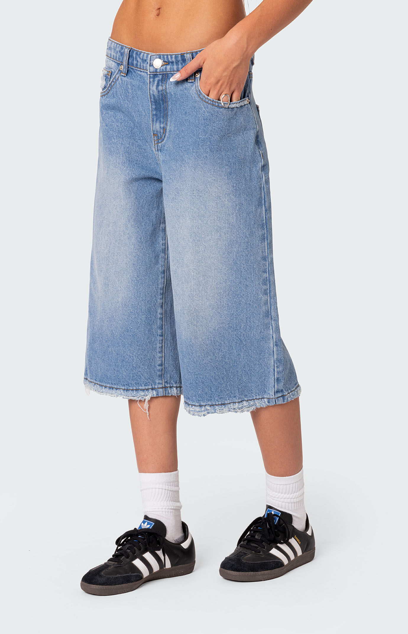 Edikted Fallen Angel Denim Bermuda Shorts PacSun