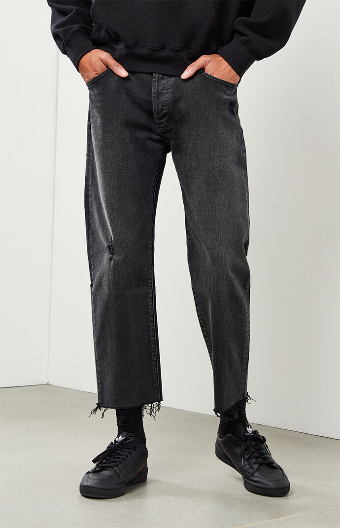 mens black cropped jeans