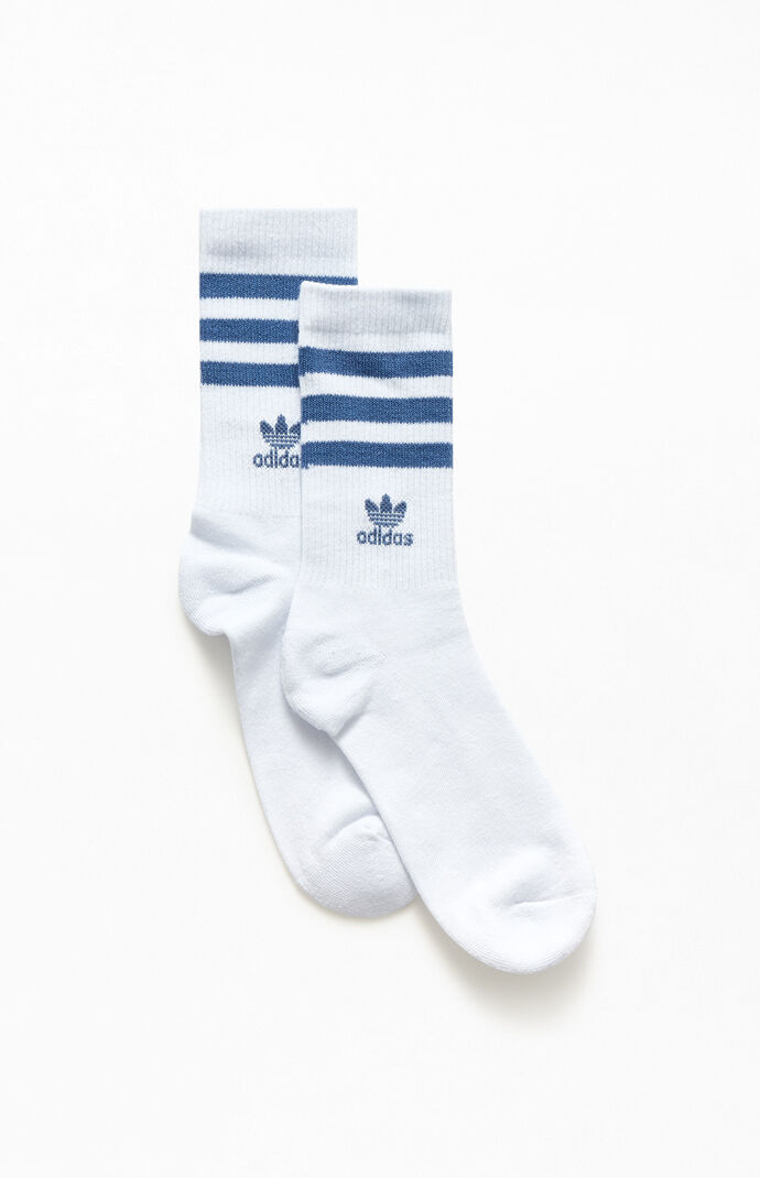 White & Blue Recycled Single Crew Socks