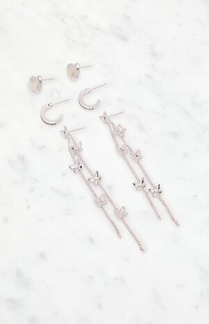 3 Pack Silver Willow Earrings image number 2