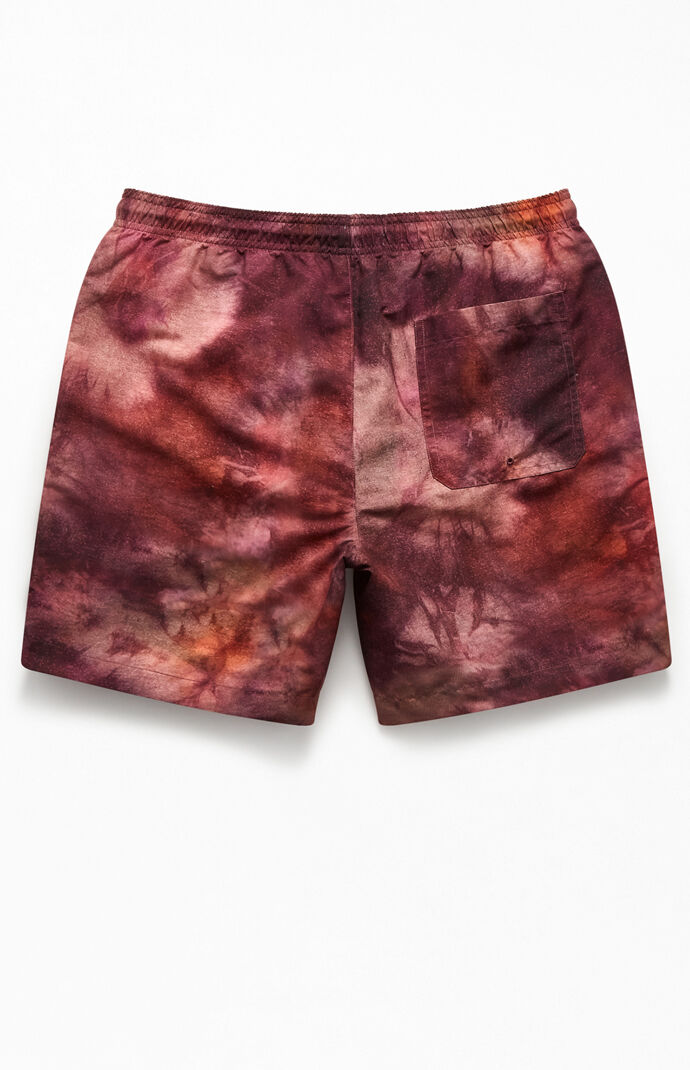 Red Tie-Dyed 17" Swim Trunks