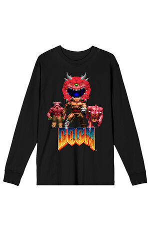 Doom Mask & Monster Long Sleeve T-Shirt image number 1