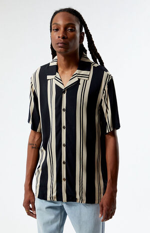 Black Striped Camp Shirt image number 1