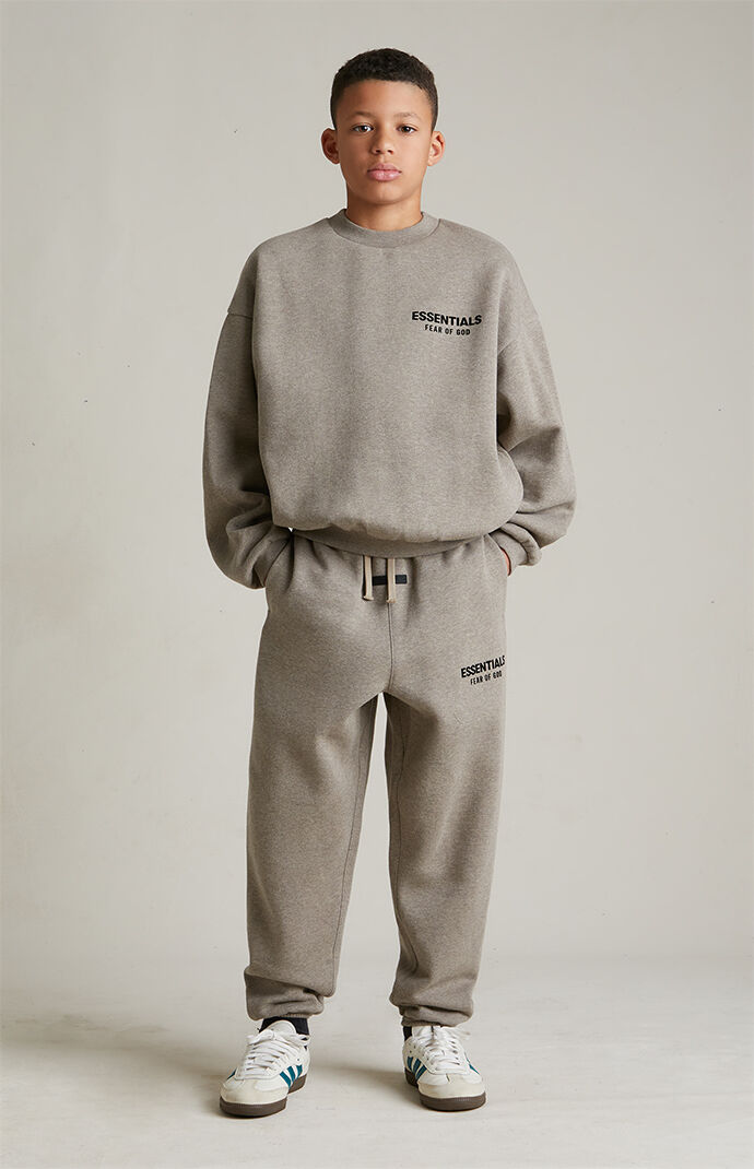 Fear of God Essentials Kids Heather Grey Fleece Sweatpants | Pacsun