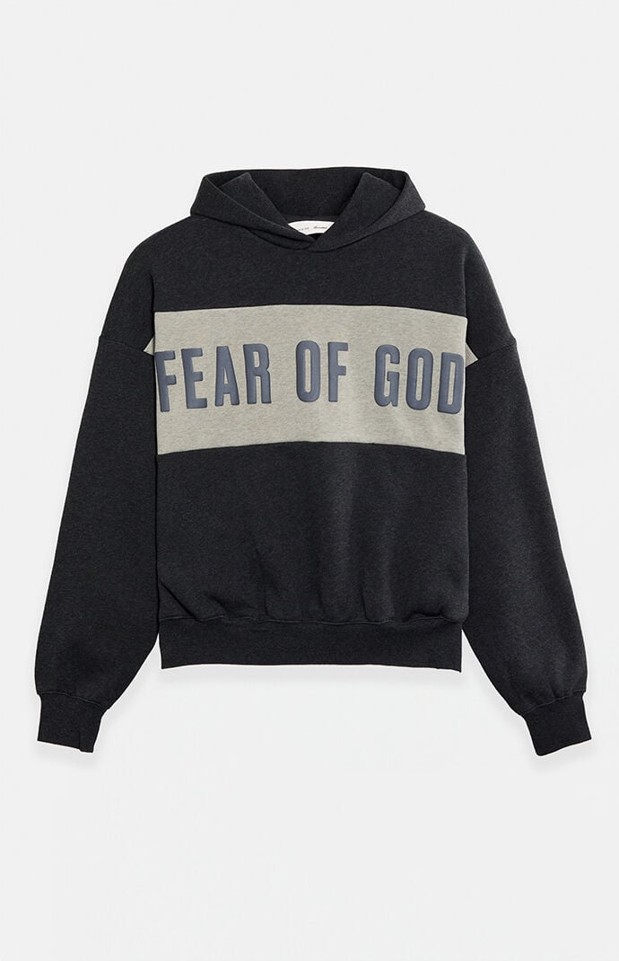 Fear of God Iron Grey Heather Paneled Cropped Relaxed Hoodie