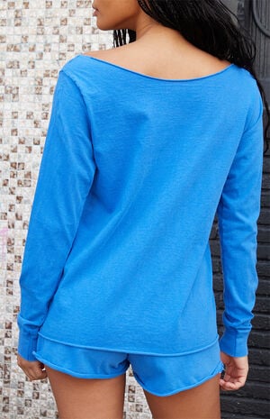 Electric Blue Italia Off-The-Shoulder Long Sleeve Top image number 3