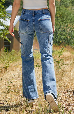 Medium Blue Natalia Low Rise Carpenter Jeans image number 3