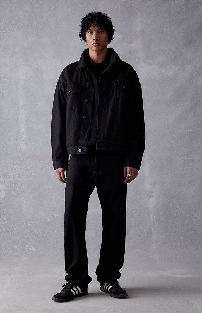 Fear of God Essentials Jet Black Denim Jacket PacSun