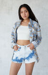 Tie Dye High Waisted Denim Festival Shorts Tie Dye High Waisted Denim Festival Shorts image number null