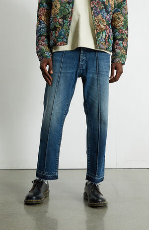 Medium Indigo Straight Cropped Jeans image number 2