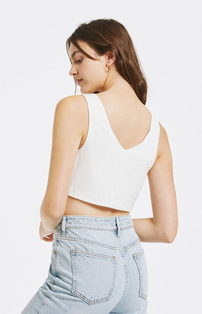 Tie Front Linen Tank Top