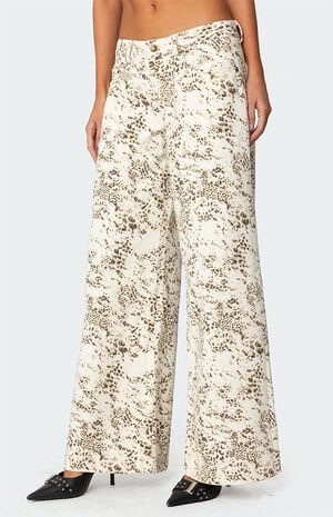 Snow Leopard Low Rise Baggy Jeans image number 4