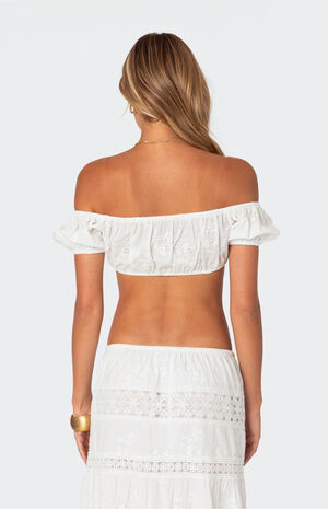 Skye Off Shoulder Eyelet Crop Top image number 5
