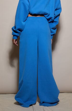 Blue Ultra Soft Fleece Baggy Sweatpants image number 4