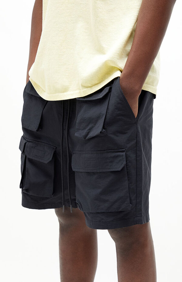 Black Cargo Nylon Shorts