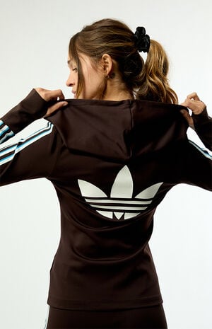 Brown Trefoil 3-Stripe Zip Up Hoodie image number 2
