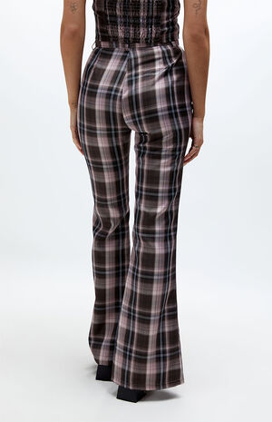 Brown Split Hem Flared Trousers image number 3