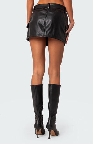 Faux Leather Cargo Mini Skirt image number 5