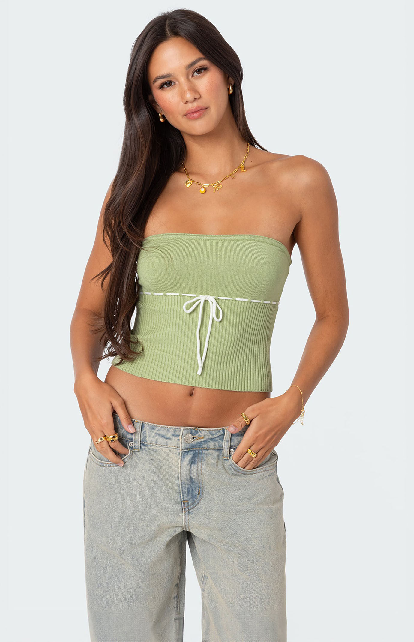 Edikted Elsie Knitted Tie Tube Top | PacSun