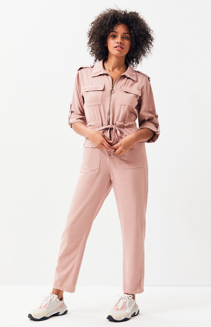 pink work jumpsuit