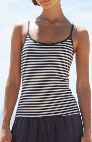 Blue & White Skylar Striped Tank Top image number 2