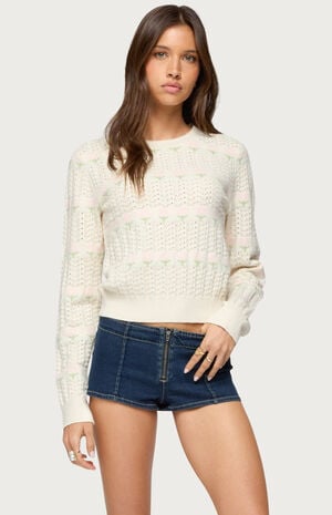 Emerie Flower Textured Knit Sweater image number 1