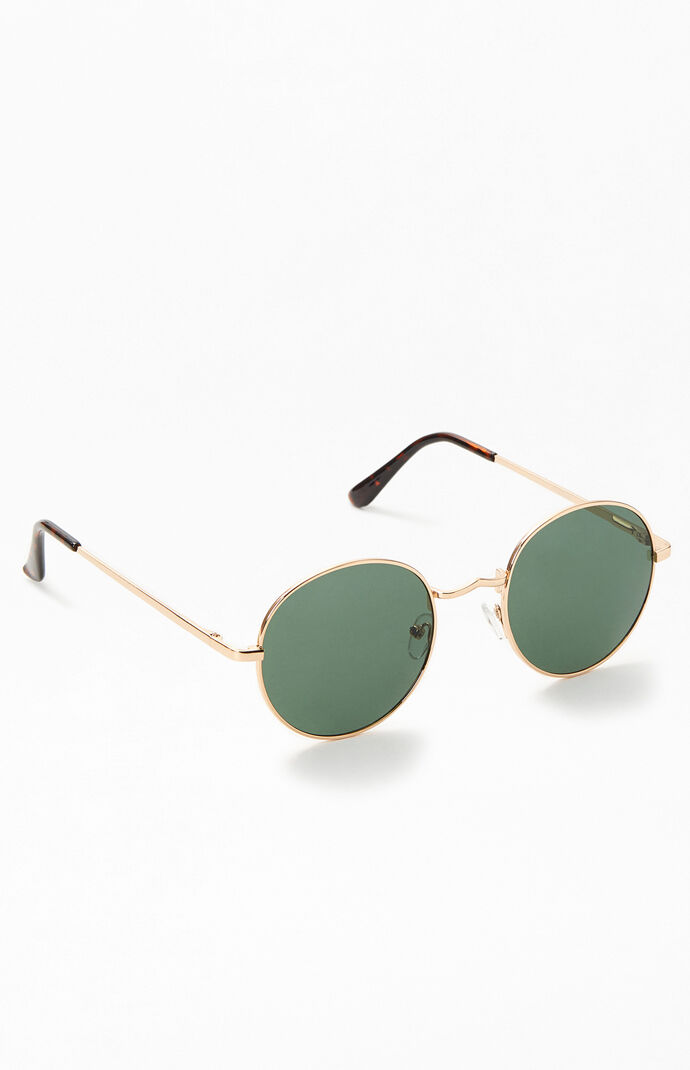 Gold Round Metal Frame Sunglasses