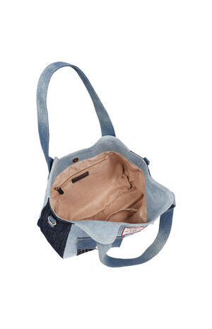 Color Block Denim Soft Satchel Bag image number 6