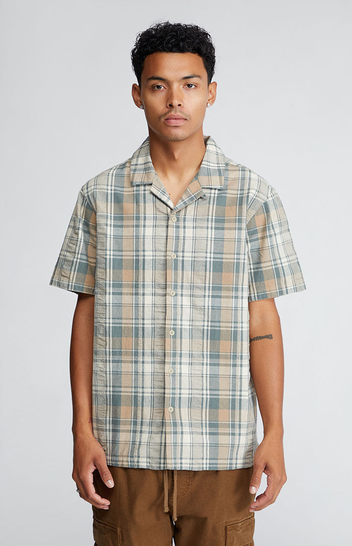 PacSun Green Brown Plaid Button Down Shirt PacSun